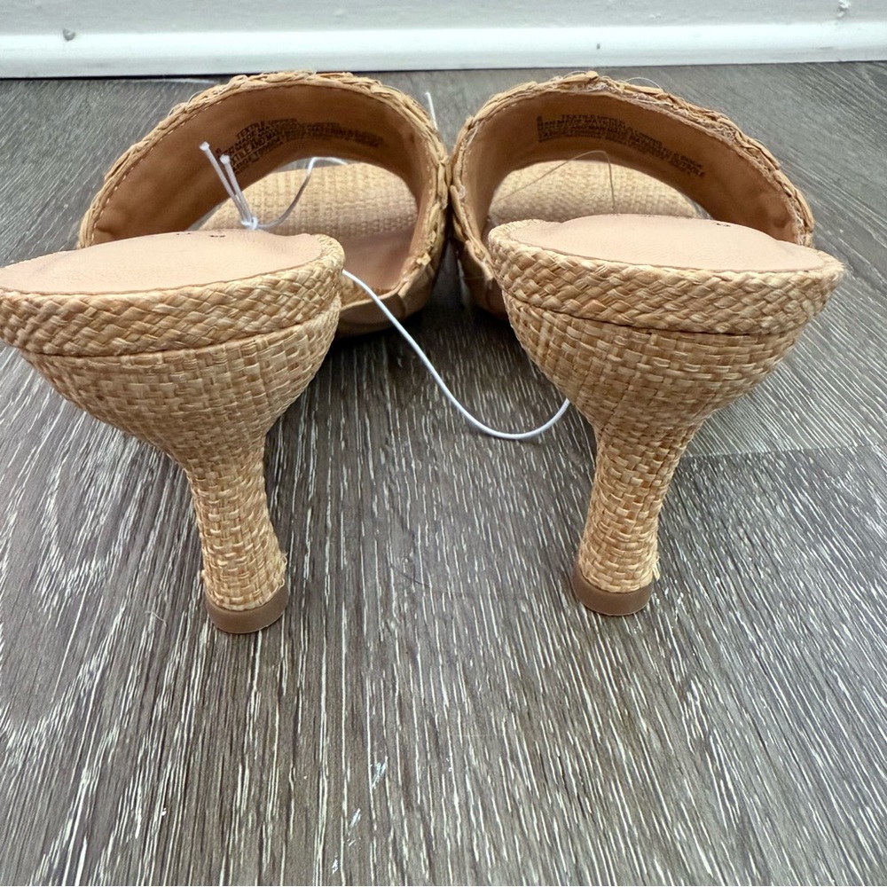 NWT Tan Woven Raffia Heeled Sandals - Picture 6 of 9